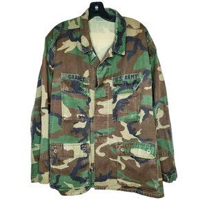 Vintage Large Regular Graney U.S. Army Woodland Camouflage Button Up Jacket